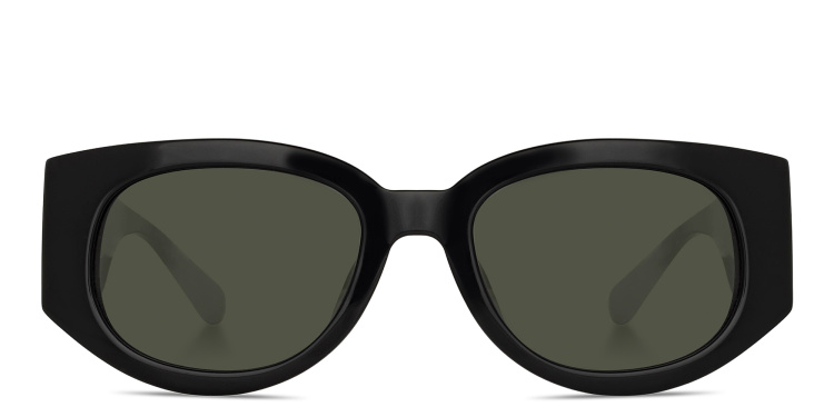 Shop LINDA FARROW Debbie Round Sunglasses in Black online.