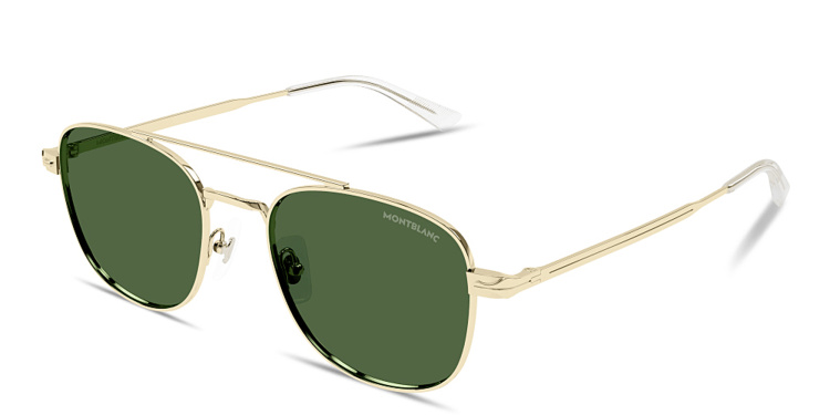 Shop MONTBLANC Nib Aviator Sunglasses in Gold online.