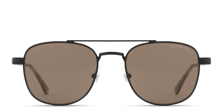 تسوق نظارات شمسية طراز أفياتور بشعار الريشة الخاصة بالأقلام مونت بلانك بلون أسود أونلاين.