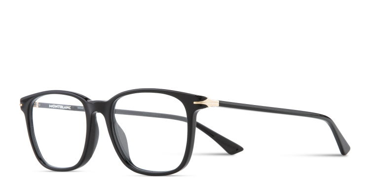Shop MONTBLANC Nib Square Eyeglasses in Black online.