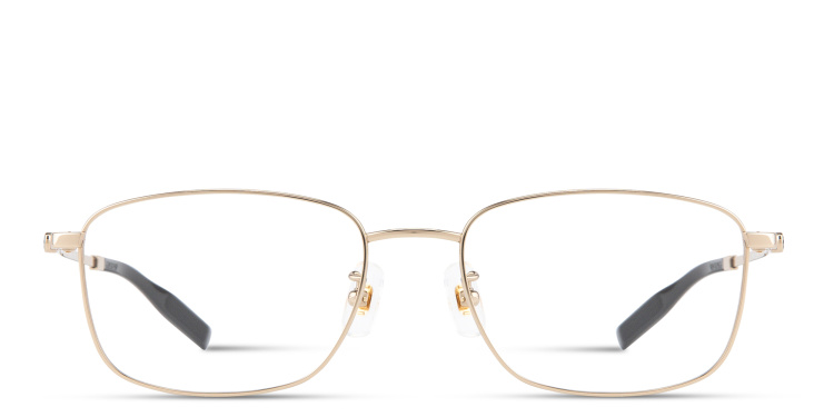 Shop MONTBLANC Snowcap Rectangle Eyeglasses in Gold online.