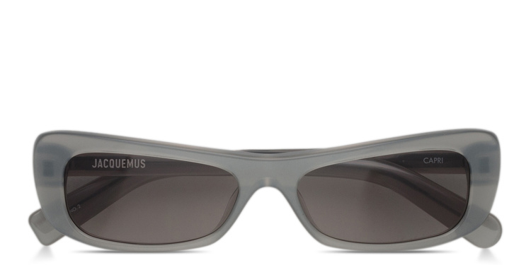 Shop JACQUEMUS Capri Rectangle Sunglasses in Grey online.