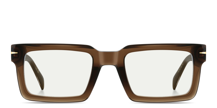 Shop DAVID BECKHAM Talisman Rectangle Eyeglasses in Brown online.