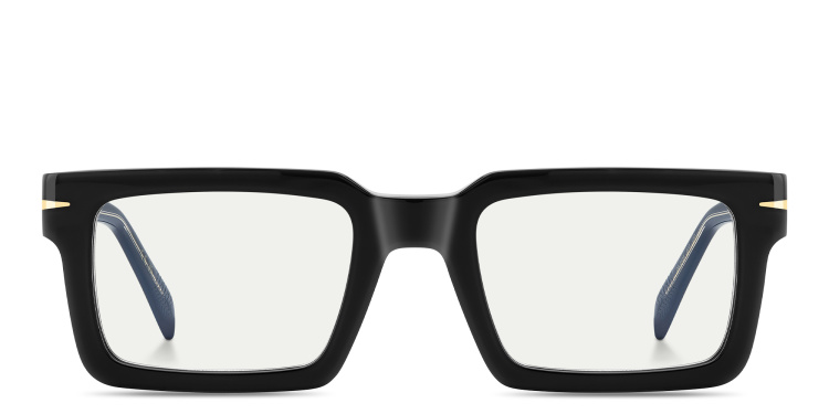 Shop DAVID BECKHAM Talisman Rectangle Eyeglasses in Black online.