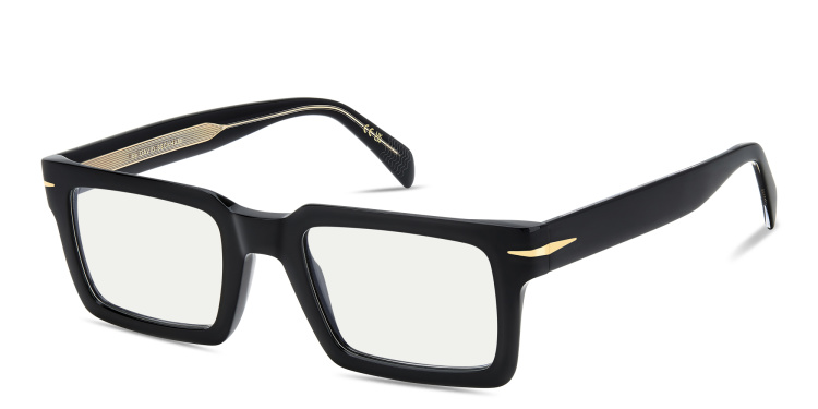 Shop DAVID BECKHAM Talisman Rectangle Eyeglasses in Black online.