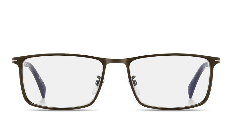 Shop DAVID BECKHAM Talisman Wide Rectangle Eyeglasses in Brown online.