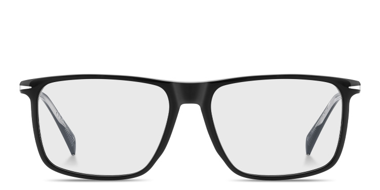Shop DAVID BECKHAM Talisman Wide Rectangle Eyeglasses in Black online.