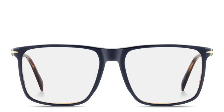 Shop DAVID BECKHAM Talisman Wide Rectangle Eyeglasses in Blue online.