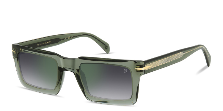 Shop DAVID BECKHAM Talisman Rectangle Sunglasses in Green online.