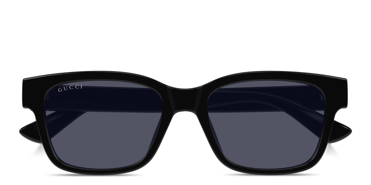 Shop GUCCI Logo Signature Rectangle Sunglasses in Black online.