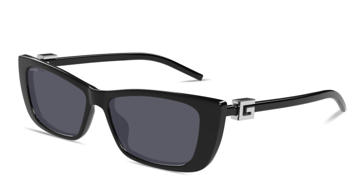 Shop GUCCI Square G Motif Cat-Eye Sunglasses in Black online.