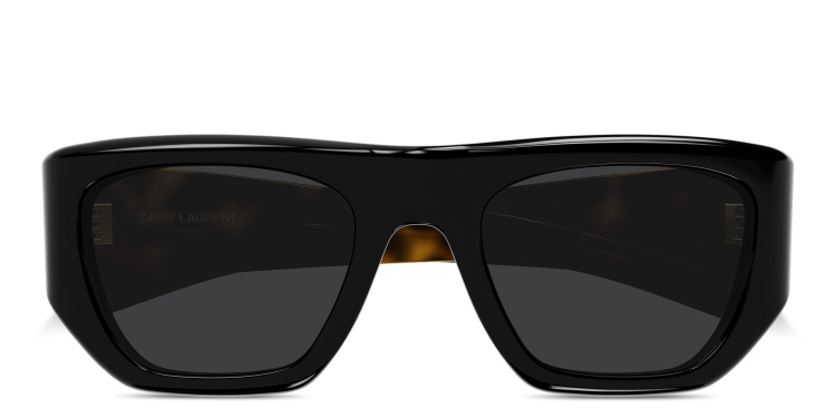 Shop SAINT LAURENT Vintage Logo Square Sunglasses in Black online.
