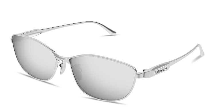 تسوق نظارات شمسية مستطيلة بالشعار المنقوش بالينسياغا بلون فضي أونلاين.