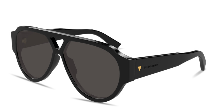 Shop BOTTEGA VENETA Bold Triangle Stud Pilot Sunglasses in Black online.