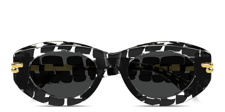 Shop BOTTEGA VENETA Bold Ribbon Oval Sunglasses in Black online.