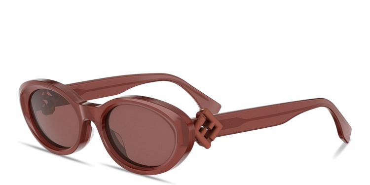 Shop FENDI FF Diamonds Oval Sunglasses in Brown online.