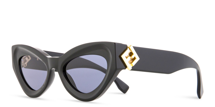 Shop FENDI FF Diamonds Black Cat-Eye Sunglasses in Black online.