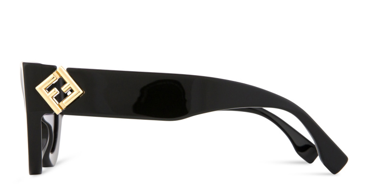 Shop FENDI FF Diamonds Black Cat-Eye Sunglasses in Black online.