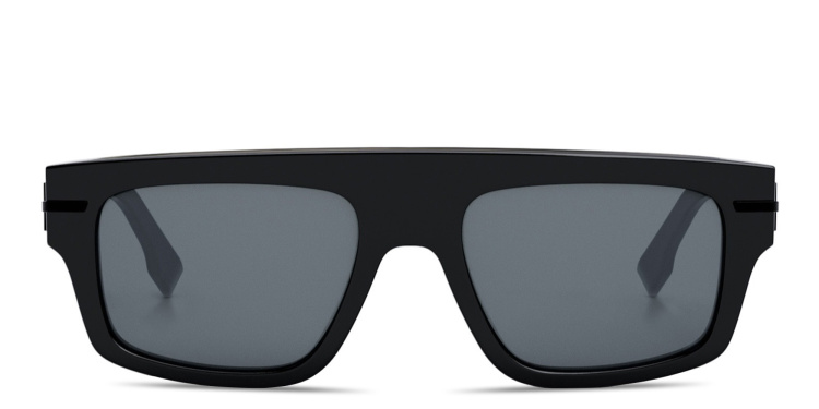 Shop FENDI Fendigraphy Brown Rectangular Sunglasses in Black online.