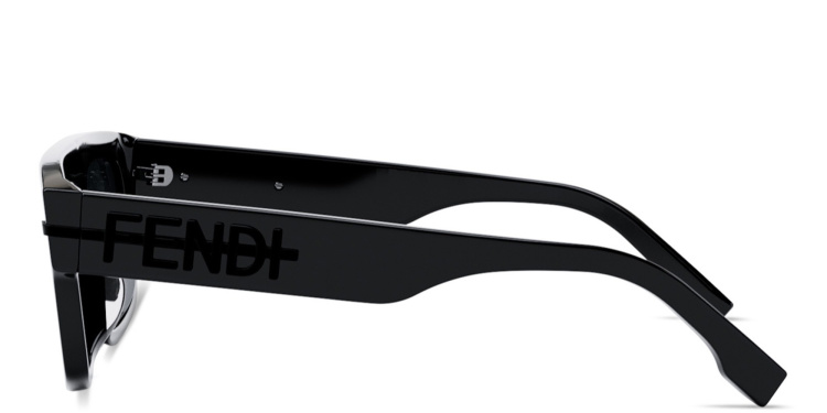 Shop FENDI Fendigraphy Brown Rectangular Sunglasses in Black online.