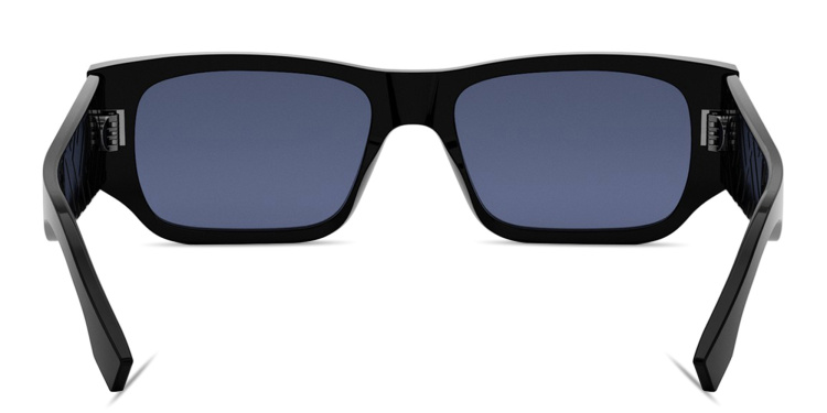 Shop FENDI FF Squared Black Rectangular Sunglasses in Black online.