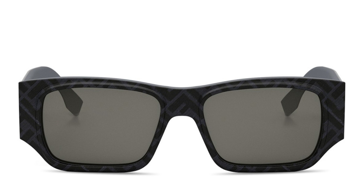 Shop FENDI FF Squared Grey Rectangular Sunglasses in Grey online.