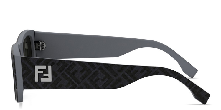 Shop FENDI FF Squared Grey Rectangular Sunglasses in Grey online.