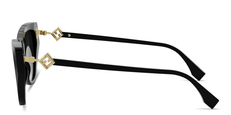 Shop FENDI FF Diamonds Black Cat-Eye Sunglasses in Black online.