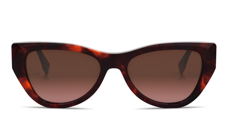 Shop FENDI FF Diamonds Havana Cat-Eye Sunglasses in Havana online.