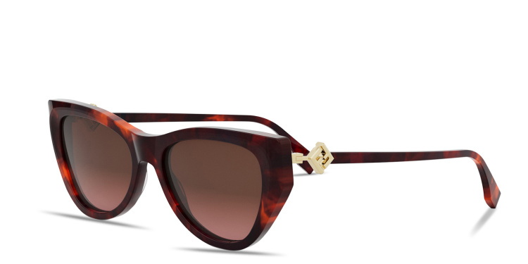 Shop FENDI FF Diamonds Havana Cat-Eye Sunglasses in Havana online.