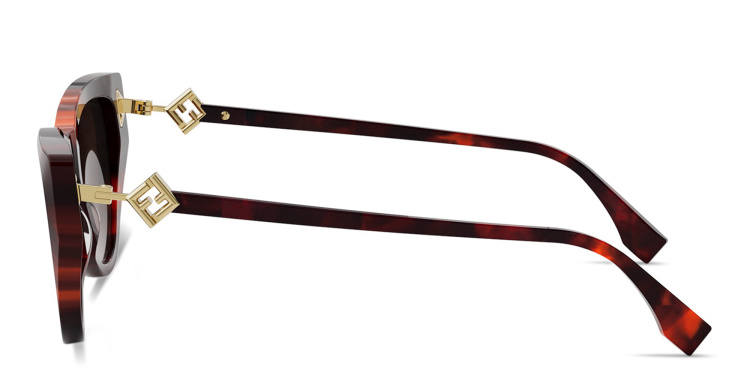 Shop FENDI FF Diamonds Havana Cat-Eye Sunglasses in Havana online.