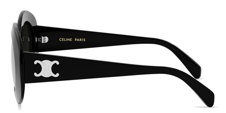 Shop CELINE Triomphe Black Round Sunglasses in Black online.
