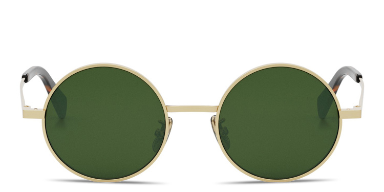 Shop CELINE Metal Gold Round Sunglasses in Gold online.