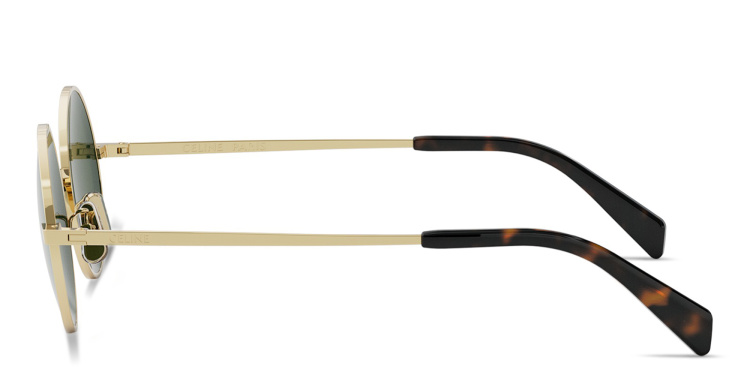 Shop CELINE Metal Gold Round Sunglasses in Gold online.