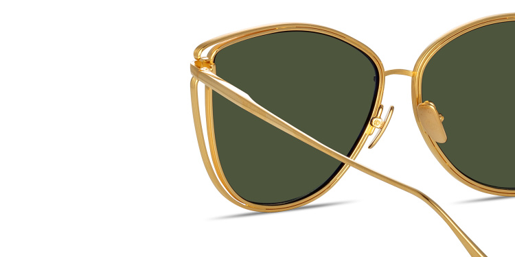 Shop LINDA FARROW Dinah Oversized Cat-Eye Sunglasses in Gold online.