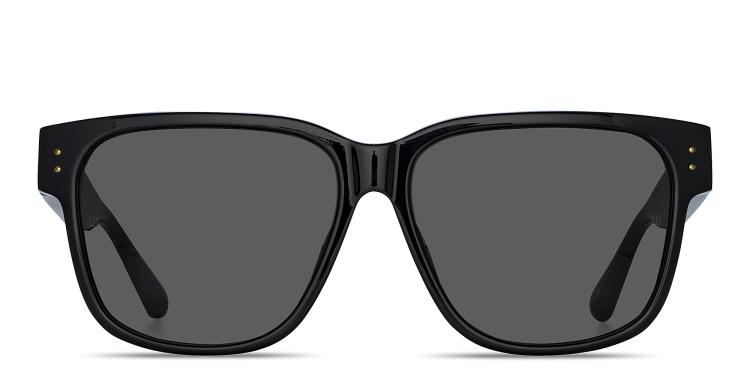 Shop LINDA FARROW Perry Square Sunglasses in Black online.