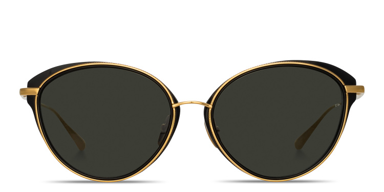 Shop LINDA FARROW Song Cat-Eye Sunglasses in Gold online.