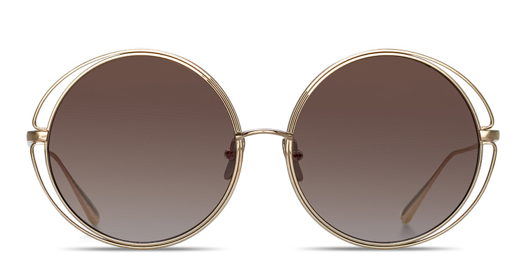 Shop LINDA FARROW Selene Round Sunglasses in Gold online.