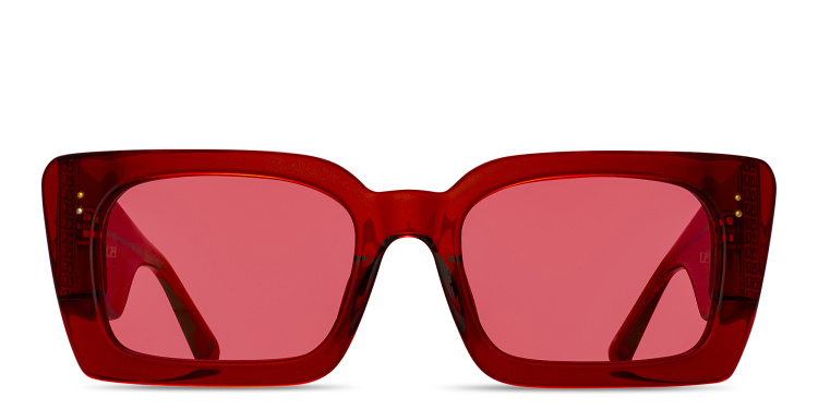 Shop LINDA FARROW Nieve Rectangle Sunglasses in Red online.
