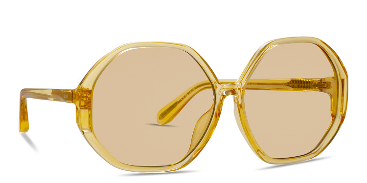 Shop LINDA FARROW Paloma Irregular Sunglasses in Orange online.