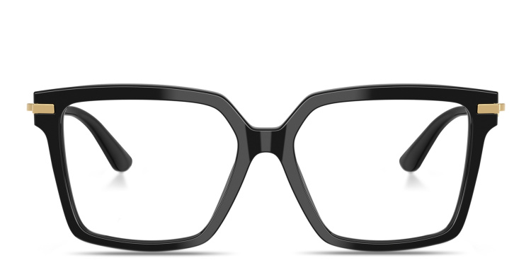 Shop Dolce & Gabbana DG Motif Square Eyeglasses in Black online.
