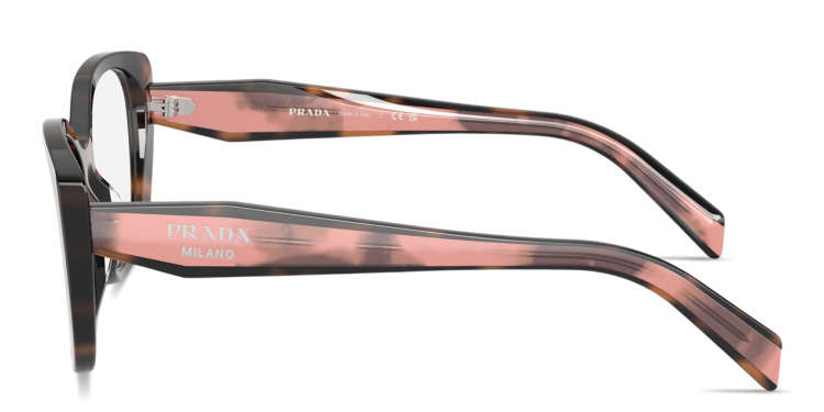 Shop PRADA Logo Signature Cat-Eye Eyeglasses in tortoise online.