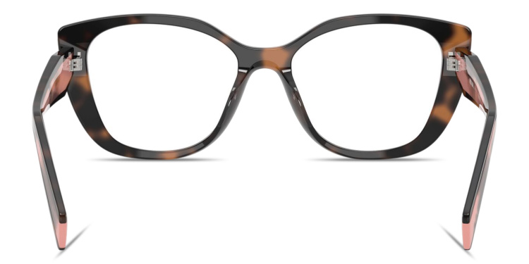 Shop PRADA Logo Signature Cat-Eye Eyeglasses in tortoise online.