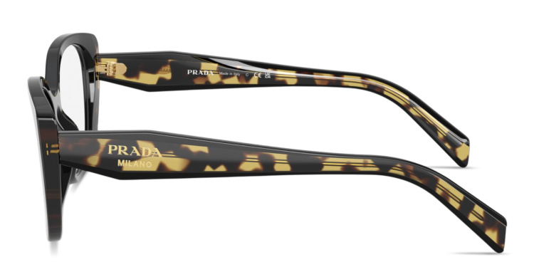 Shop PRADA Logo Signature Cat-Eye Eyeglasses in Black online.