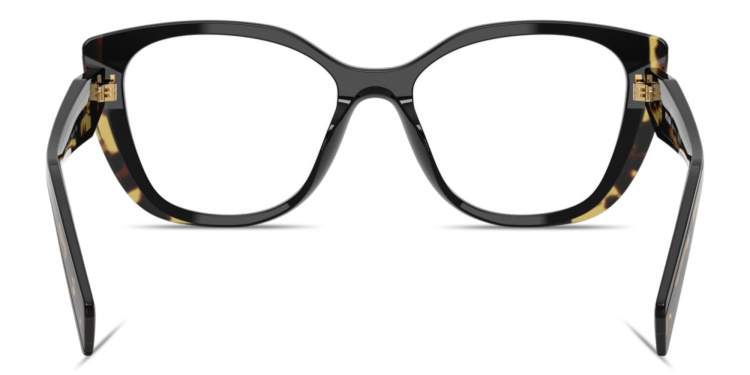 Shop PRADA Logo Signature Cat-Eye Eyeglasses in Black online.