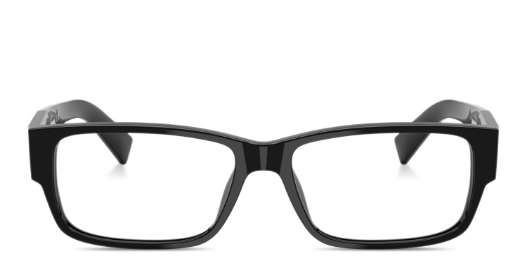 تسوق نظارات طبية مستطيلة واسعة بشعار العلامة برادا بلون أسود أونلاين.