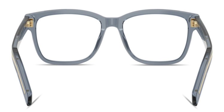 Shop PRADA Engraved Logo Wide Rectangle Eyeglasses in Blue online.