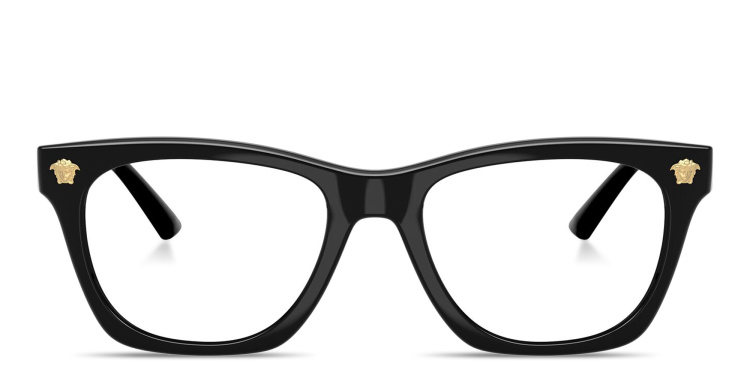 Shop VERSACE Medusa Square Eyeglasses in Black online.