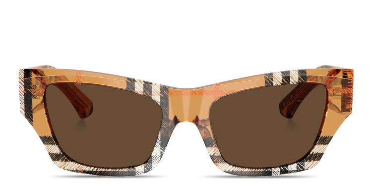 Shop BURBERRY Vintage Check Cat-Eye Sunglasses in Brown online.