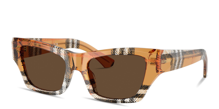 Shop BURBERRY Vintage Check Cat-Eye Sunglasses in Brown online.